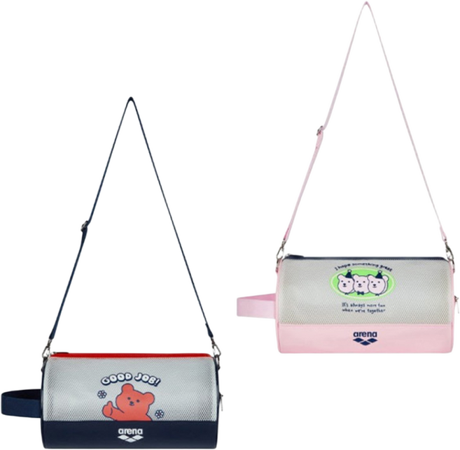 아레나(ARENA) 젤리베어 원형 숄더백 A5AC1AB85 수영가방 수영용품 수영장 워터파크 물놀이용 방수가방 폴리백 증정, 핑크