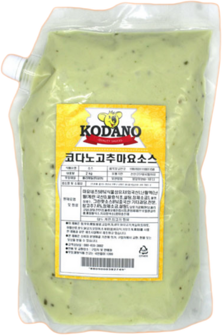 제이케이푸드 코다노 고추마요소스 2kg 업소용 스파이시 마요네즈 딥핑소스, 1개