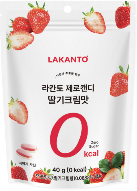 라칸토 무설탕 사탕 제로칼로리 딸기우유맛, 40g, 딸기크림, 1개