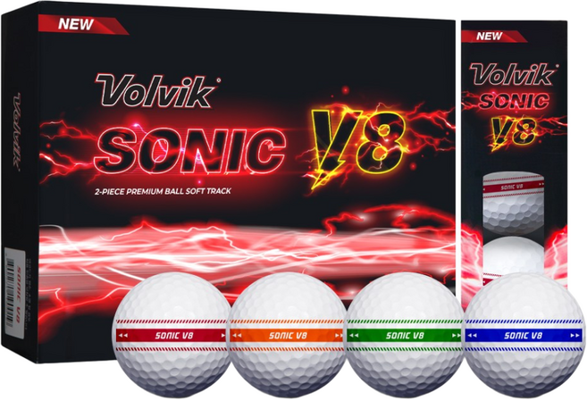 볼빅 골프공 소닉 V8 소프트 트랙 1더즌, 멀티(레드+오렌지+그린+블루), 12개입, 1개