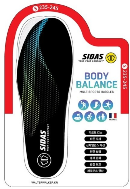 SIDAS 시다스 인솔 깔창 바디 밸런스 1쌍, 1세트