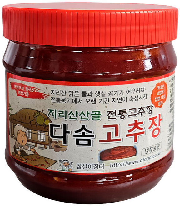 전통고추장 1kg 첨가물없는 국내산 저당 저염 재래식 찹쌀 고추장 지리산산골 청정지역 자연발효숙성 퇴비먹고자란 고추가루로 만든 다솜고추장, 1개