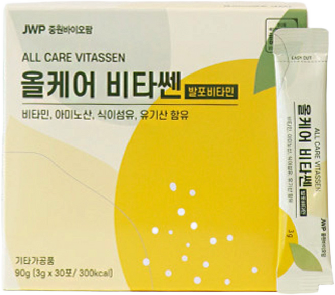 올케어비타쎈 발포 비타민C 스틱형 피로회복제 물에 타먹는 무설탕 30포, 2박스, 3g