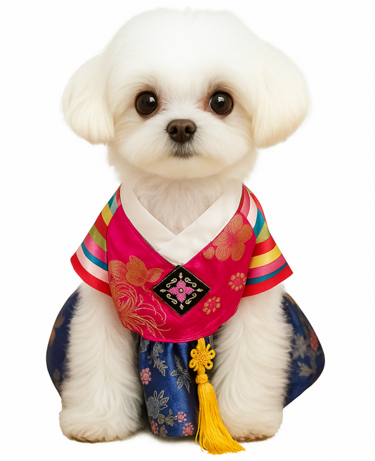 꿍이네 귀여움한도초과 강아지한복 고양이한복 전통한복, 1개, 큐티로즈핑크