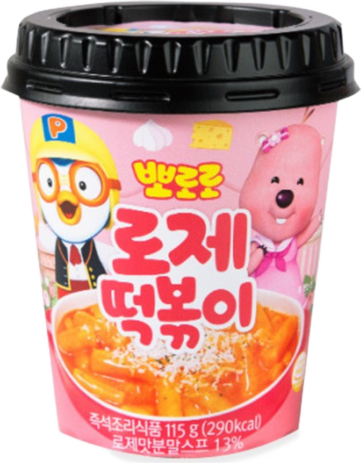 뽀로로 로제 컵 떡볶이 115g / 랜덤스티커 어린이 간식, 1개