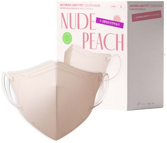 누이누아 아이테라 라이트핏 컬러마스크 대형, 25매입, 1개, 누드피치(L)