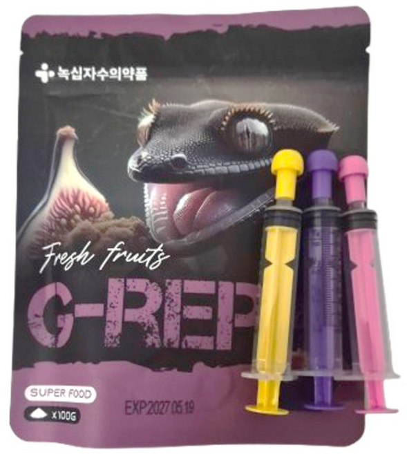 지렙 슈퍼푸드 무화과 피딩주사기포함 G-rep 게코 크레 비어디 파충류 사료 밥 먹이, 1개, 100g