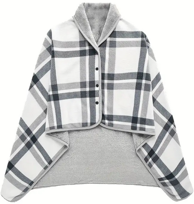 아티로 극세사 플리스 똑딱단추 망토형 담요 무릎담요 어깨담요 입는담요