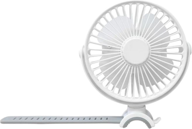 림삐앙 편안한 그립형 유모차 선풍기 휴대용 길이조절 가능한 실리콘밴드 다용도, 1개, 화이트