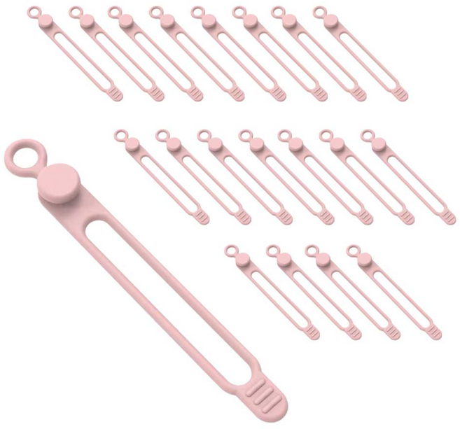 쥬롬 실리콘 케이블 타이 선 정리 홀더, 20개, 핑크