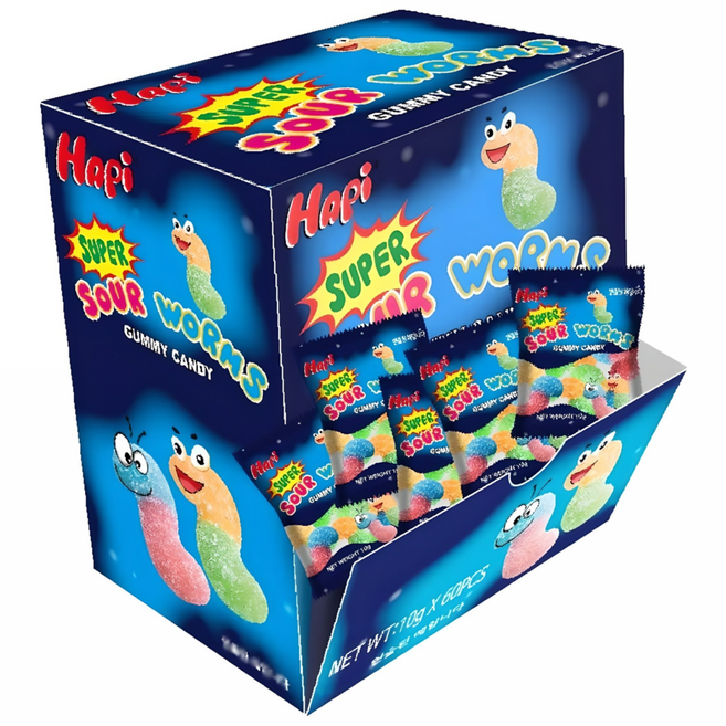 슈퍼 사우어 웜즈 구미 60봉지입 대용량, 1개, 600g