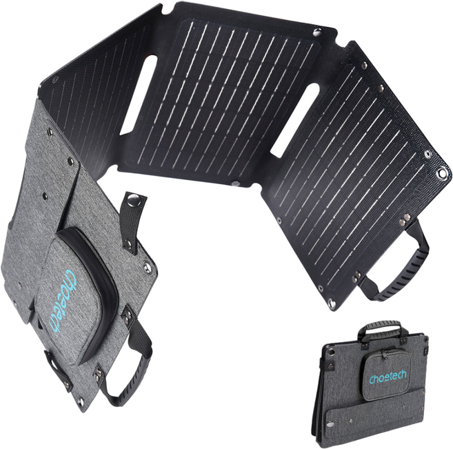 초텍 휴대용 캠핑용 접이식 패널 태양광 충전기 40W, 블랙, 1개