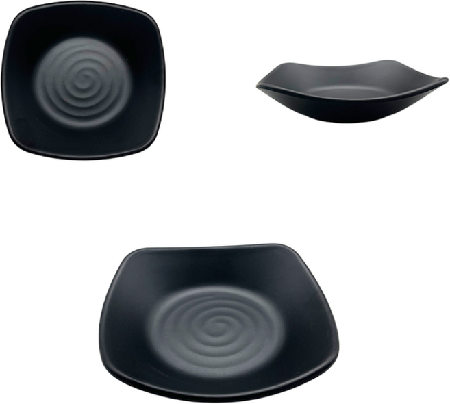 블랙 앞접시 심플 반찬그릇 업소용 식당 검정원형 사각 쿠프 멜라민 그릇 접시, 4반, 1개