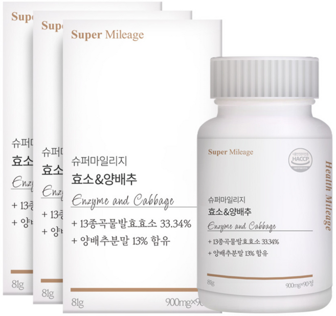 건강상회 곡물 발효 효소 양배추 인절미맛, 90정, 3개