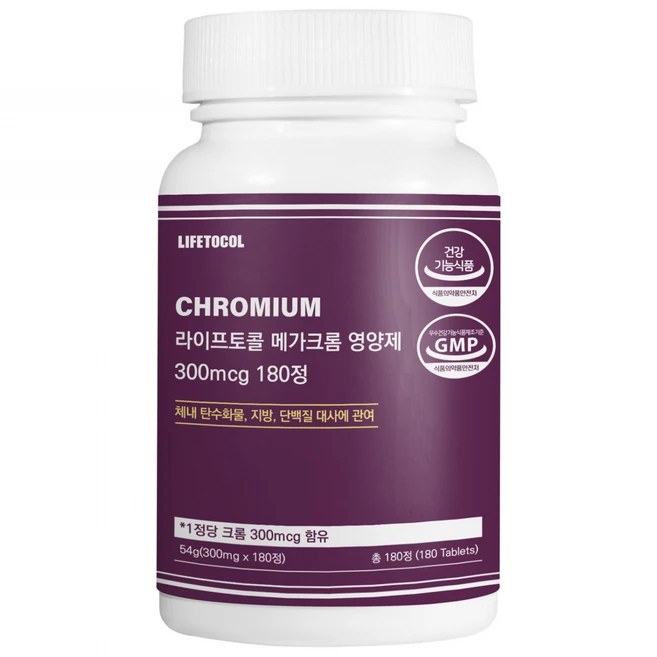 라이프토콜 메가 크롬 영양제 300mcg 54g, 180정, 1개 - 쿠팡