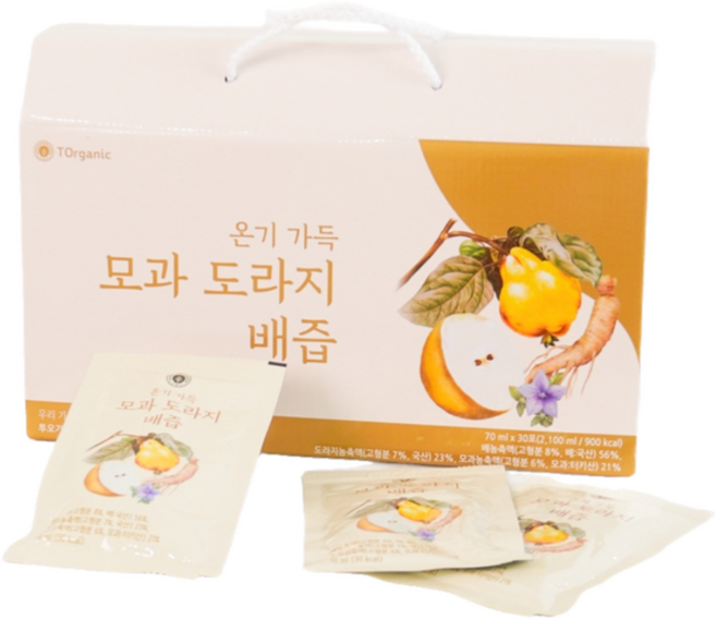 [투오가닉] 기관지에 좋은 도라지배즙 목편한 진한 온가족 모과 도라지 배즙 70ml x 30포 1박스, 30개