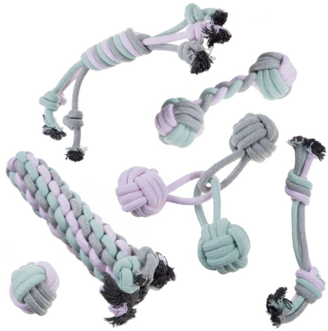코멧 펫 강아지 로프 장난감 6종 세트, 1개