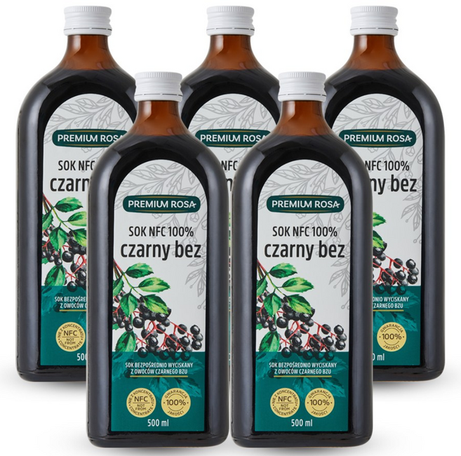 프리미엄로사 삼부커스 엘더베리 원액 100% NFC 착즙 주스 즙, 500ml, 5개