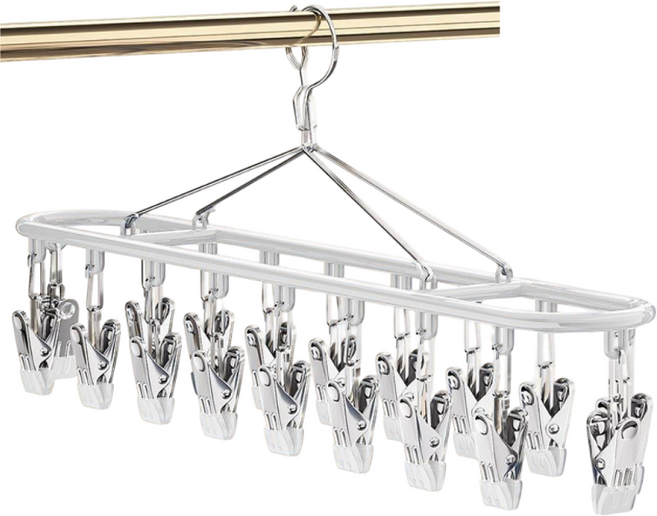 dodoa 스텐 양말 건조대 속옷 옷걸이 양말 걸이 20클립, 화이트, 1개