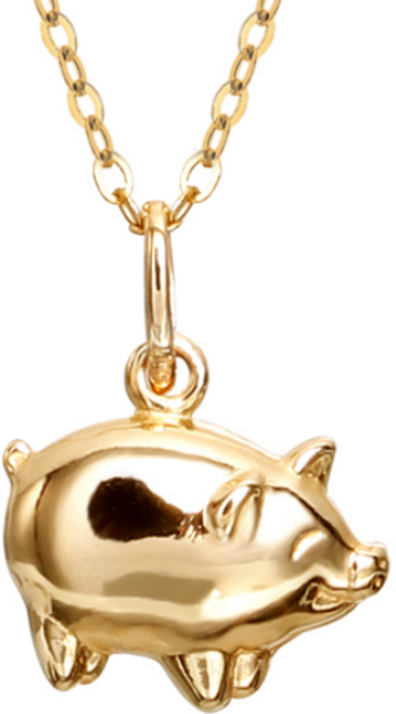 골드앤 14K18K 황금 복 돼지 목걸이 소 40cm