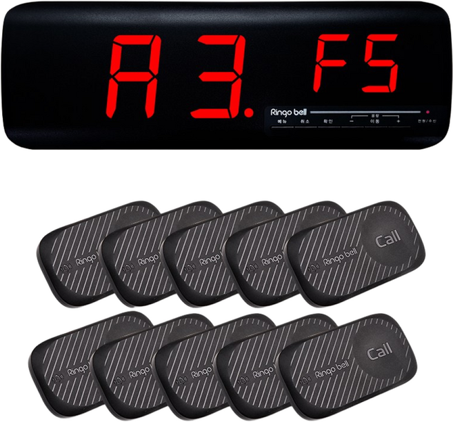 링고벨 무선호출벨 세트 GSR-2 모니터 수신기 1대 GST-10N [흑] 호출벨 10개, 1세트