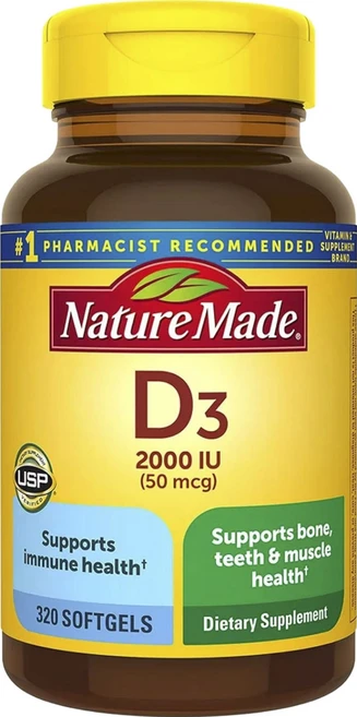 네이처메이드 D3 2000 lU 소프트젤, 1개, 320정 - 쿠팡
