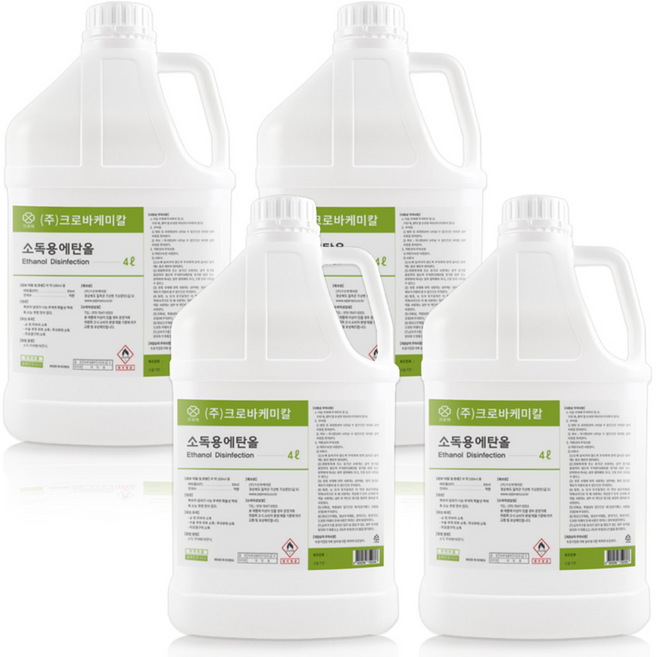 크로바 소독용에탄올 83% 4L 소독용알콜 의약외품, 4개