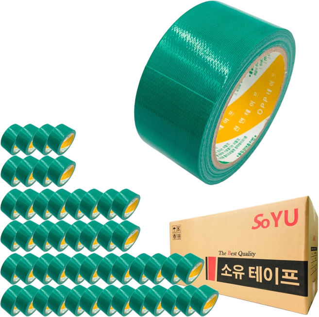 소유 청테이프 덕트 보수 천면 15M 녹색 1박스, 50개
