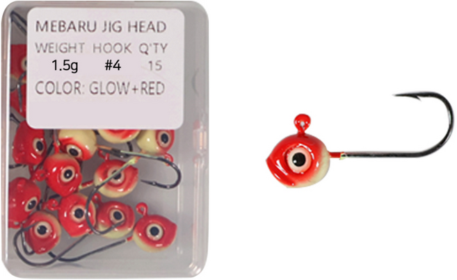 볼락 지그헤드 레드코팅 벌크 덕용 볼락 전갱이 아징, 1개, 20개입