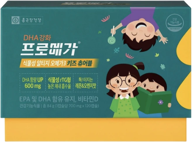 종근당건강 프로메가 식물성 알티지 오메가3 키즈 츄어블, 1개, 120정 - 쿠팡