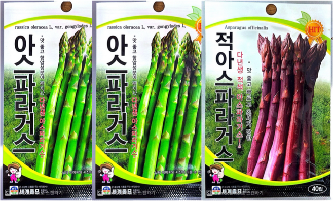 아스파라거스 3종세트 청아스파라거스50립 2봉 적아스파라거스40립 1봉 기획전, 3개