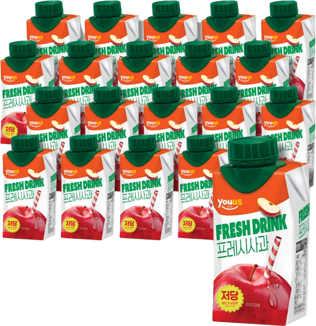 유어스 프레시 사과 저당 200ml x 4개, 20개