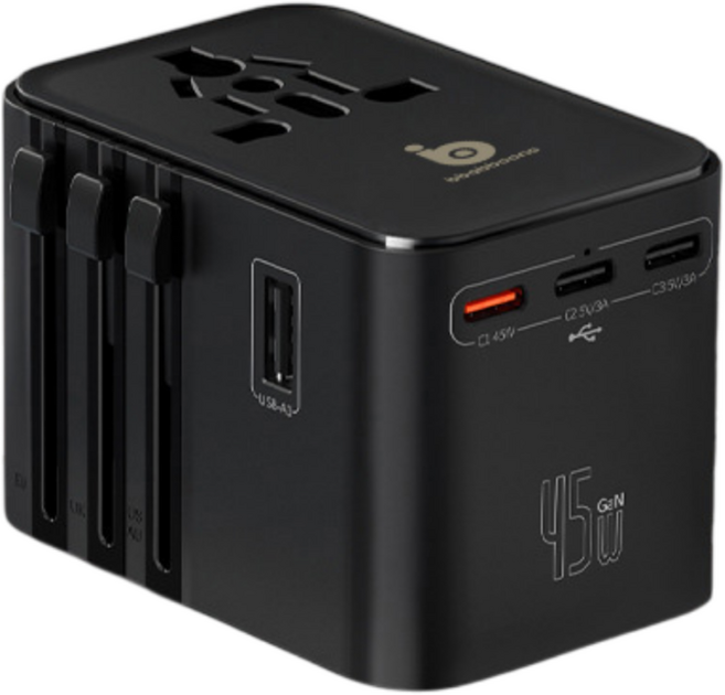 빠뿡 해외여행용 어댑터 45W 멀티 변환 플러그 해외 전용 블랙 초고속, 1개