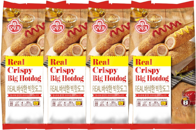 리얼 바삭한 빅핫도그 480g, 4개