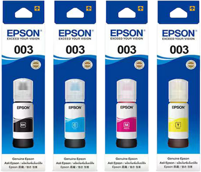 엡손 정품잉크 003 T00V670 검정색 EPSON 003 잉크 L1110 L3100 L3110 L3150 L5190 L3106 프린터 4 색 잉크에 적합, 1개