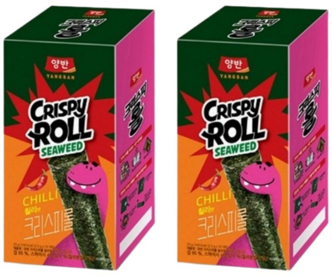 양반 김스낵 크리스피롤 칠리, 25g, 2개