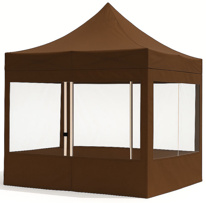 리브포어스 프리미엄 접이식 캐노피 천막+프레임+투명바람막이세트+프레임가방, 브라운