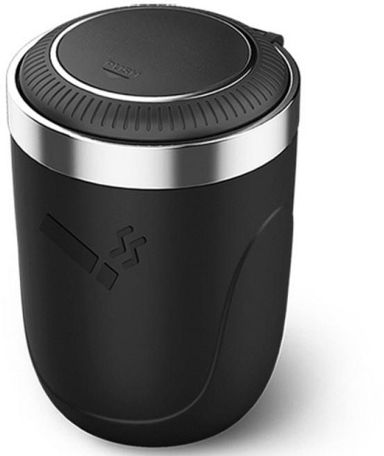 마이웨이 원터치 오픈 LED 냄새차단 차량용 재떨이, 1개, 블랙