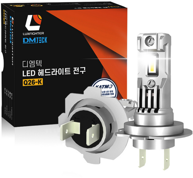 합법 인증 LED 자동차 헤드라이트 전조등 디엠텍 Q26K H7, 1세트