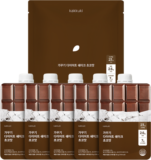 가꾸기 다이어트 단백질 쉐이크 (초코맛) 1팩 5개입 식단 맛있는 식사대용 파우치 체조식, 250g, 1세트