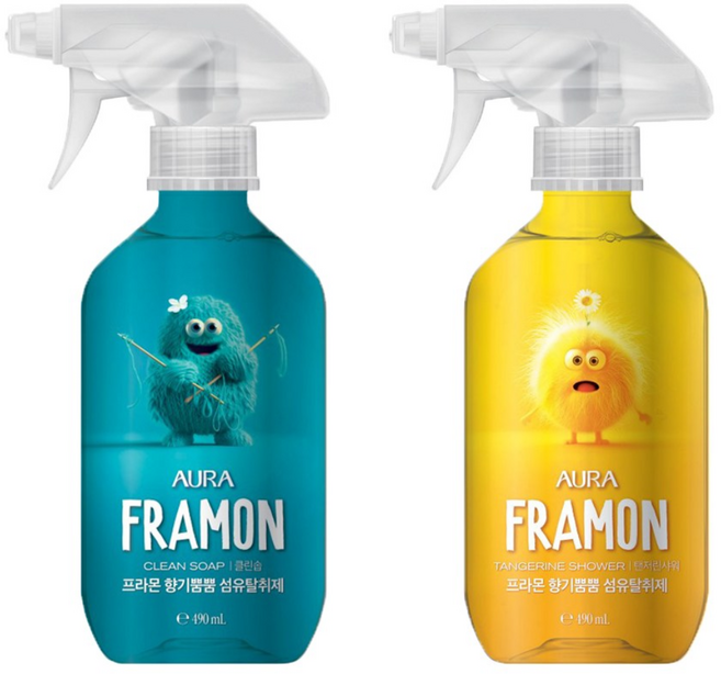 아우라 프라몬 섬유탈취제 490ml x 2개 (클린솝+텐저린샤워)