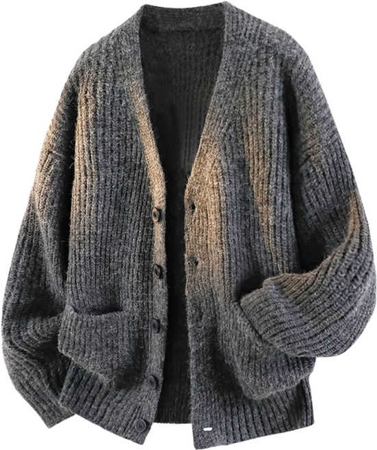 TIMEPURE 남녀공용 오버사이즈 릴랙스 느낌 V넥 단추 가디건 루즈핏 빈티지 캐주얼 여자 니트 코트 가을 외투 반오픈 디테일 편안한 남자 가을 니트상의