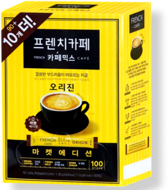 더샵 커피믹스 100티 무지방우유 부드러운 악마의유혹 프렌치카페, 1.1kg, 100개입, 1개