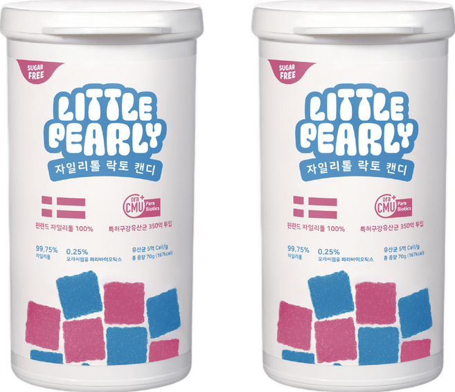 리틀펄리 유아 임산부 온가족 자일리톨 구강유산균 무설탕 캔디, 70g, 2개