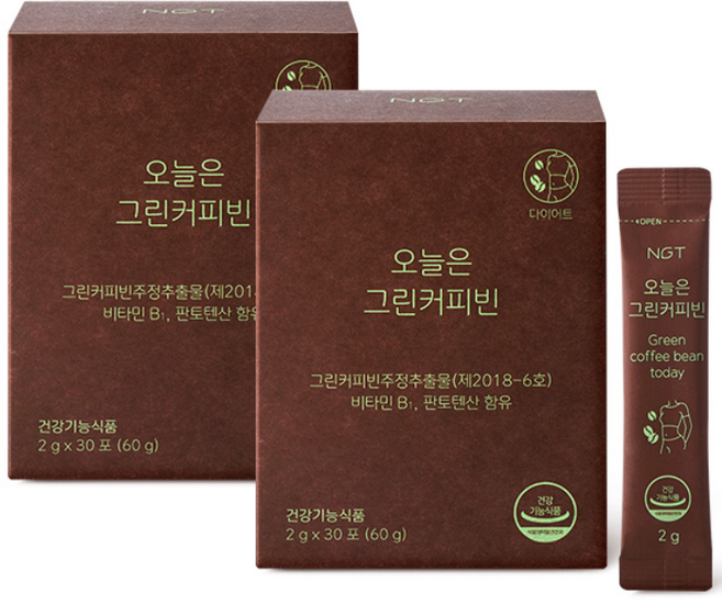 네츄럴굿띵스 오늘은 그린커피빈 체지방분해 다이어트 커피 2g x 30포, 2개