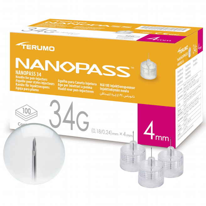 테루모 TERUMO 34G 4mm 인슐린 펜니들 100입 1박스 멸균 주사침 주사바늘 일본제조, 테루모 펜니들 34G 4mm, 1개