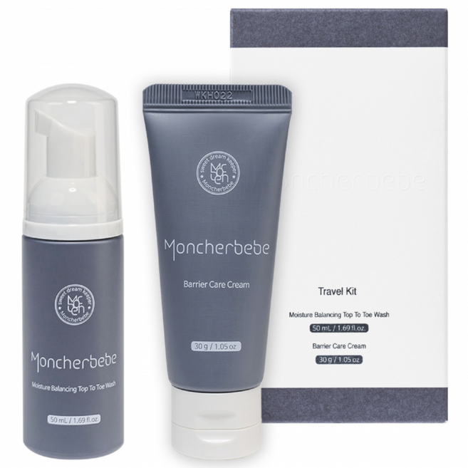몽쉘베베 짐 최소화 민감피부 아기전용 트래블키트 (탑투토워시/보습크림 2종 세트), 1세트