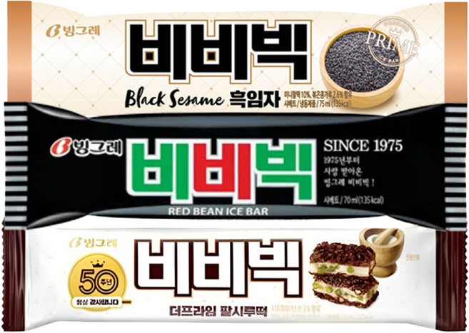 빙그레 비비빅 오리지널 10개+흑임자10개+팥시루떡 10개, 30개