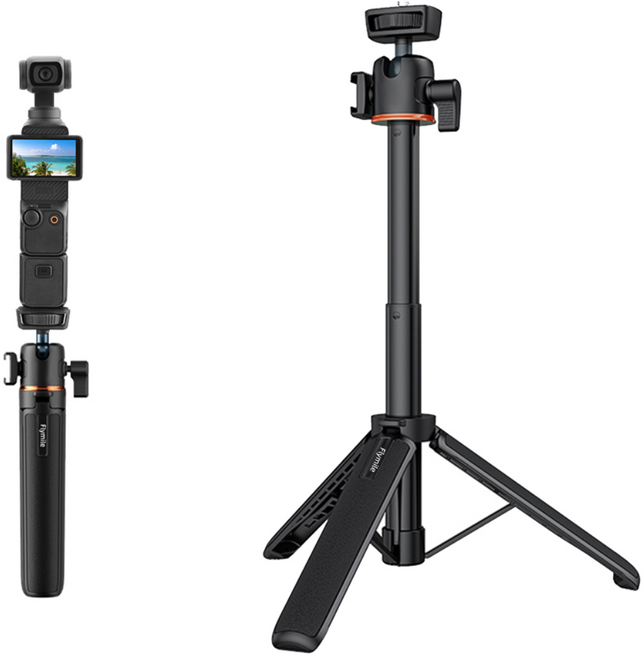 Flymile 360도 회전 확장 짐벌 삼각대 - OSMO Pocket 3/Insta360 X5/OSMO 360 호환 액션캠 3 in 1 휴대용 셀피봉, 1개, 54CM Tripod