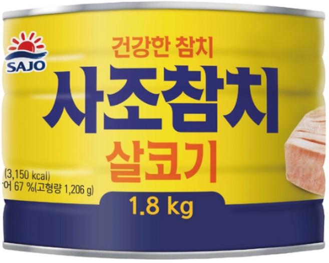 사조 살코기 참치 1.8kg 실온보관 식당용 대용량 다시마 엑기스 담백한 맛 부드러운, 1개